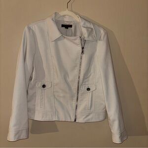 Ann Taylor Double Knit Moto Jacket/Coat/Blazer Ivory  Size 10P